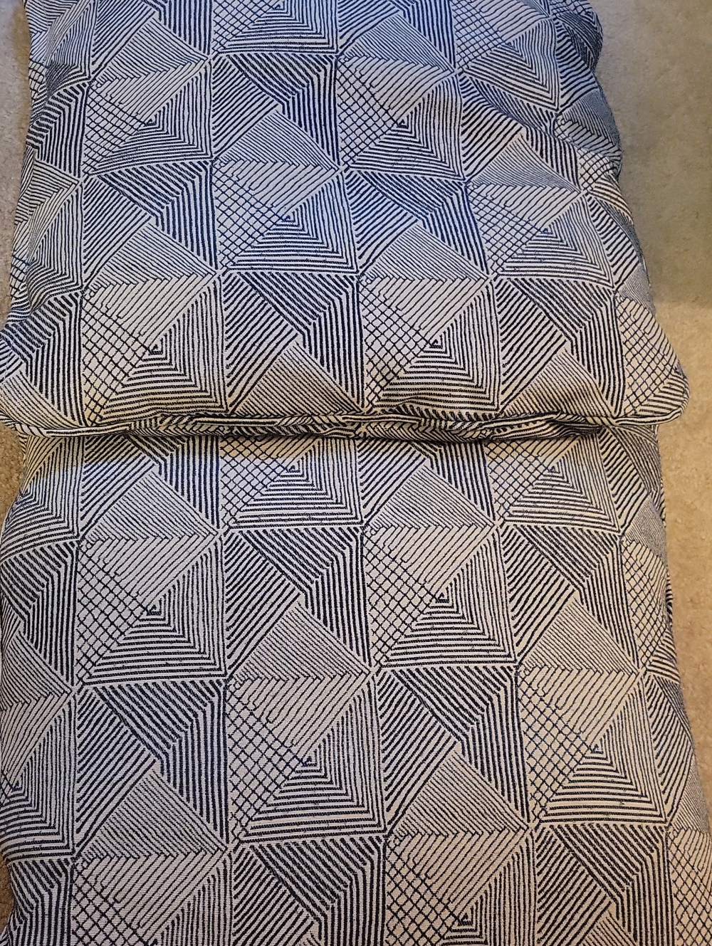 Geometric Pattern Pillows in Navy and White - Unbranded ~20x 20"